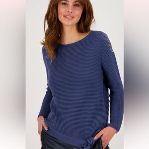 Monari made in Italy blue soft cotton pullover wool sweater size 6